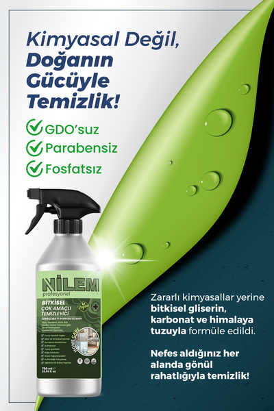 Nilem Profesyonel %100 Bitkisel Çok Amaçlı Temizleyici Vegan Leke Çıkarıcı - Yağ Çözücü 750 ml