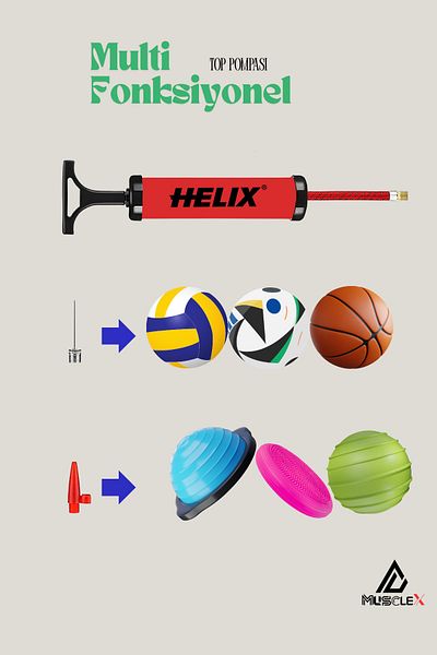 Musclex Spor Tekstil Football Basketball Volleyball Handball Pilates Bosu Ball Inflator Hand Pump