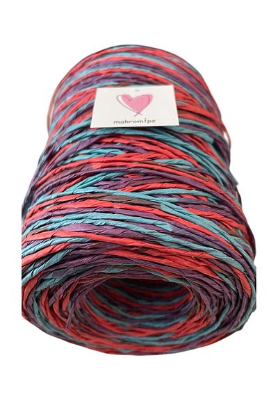 Makromİps Premium Mix Multicolor Marbled Paper String (200 Gr 390 m +-20) Natural Wicker Jute Raffia Knit Bag Supplies String