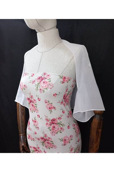 es moda shop Ariane Chiffon Short Sleeve White Shawl