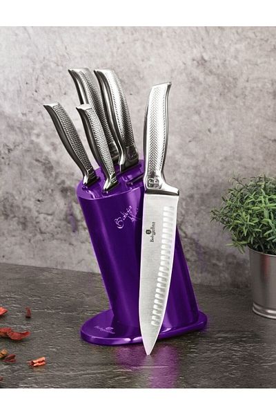 Berlinger Knife set in a holder 6 pcs Royal Purple Metallic Line Kikoza Collection