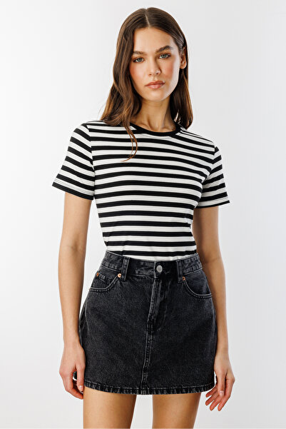 GENIUS STORE Γυναικείο ριγέ κοντομάνικο μπλουζάκι ΡΙΓΕΣ-T-SHIRT