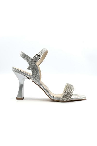 Kids Club Shoes Pantofi de seara de seara Feles Silver - Banda larga de piatra, spate deschis