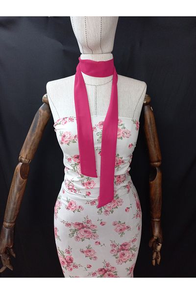 es moda shop 150"3 Dark Fuchsia Chiffon Fuhar Tie Neck Tie with Function