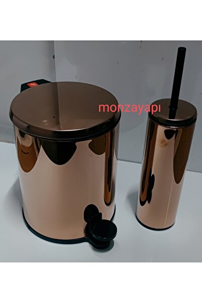 pirimanova PRİMANOVA CİGO ÇELİK ÇÖP KOVASI 6LT VE TUVALET FIRÇASI ROZ