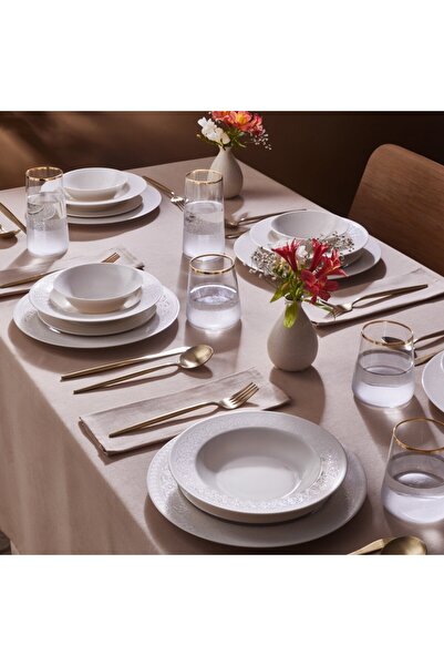 Karaca New Dome Tafelservice für 6 Personen, 24-teilig, Wei