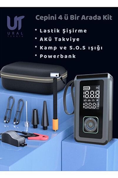UralTeknik Taşınabilir Şarjlı Ekranlı Akü takviye-Powerbank-S.O.S ve Kamp Işı...