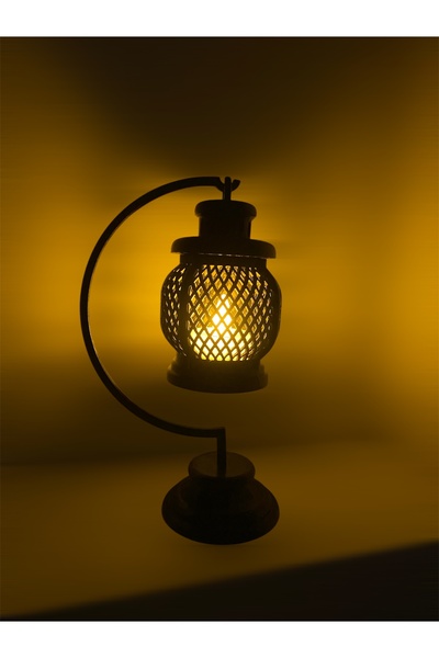 Genel Markalar Şık Siyah Dekoratif Çay Yanı Şamdan Mumluk (LED Mum Dahil)