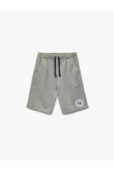 Koton New Season Printed Shorts with Tie Waist and Pocket Detail