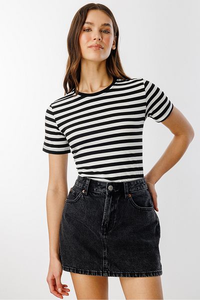 GENIUS STORE Γυναικείο ριγέ κοντομάνικο μπλουζάκι ΡΙΓΕΣ-T-SHIRT