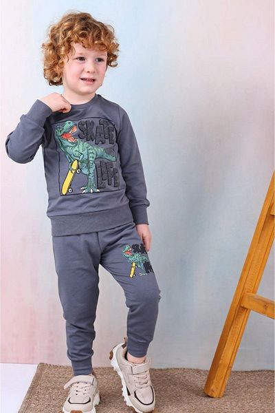 yagmurgiyim Σετ αθλητικές φόρμες για αγόρια - Dinosaur print, 100% βαμβάκι, 3-10 ετών, 7426-F