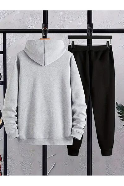 Minikelya Brooklyn Printed Men's Fleece Hooded Sweatshirt & Sweatpants Set