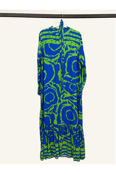 MODA Blue Green Loop Patterned Hijab Dress