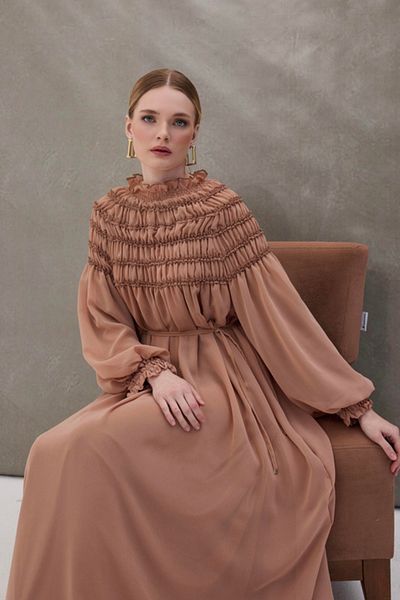HILL HABB Elegant and Romantic Chiffon Detailed Long Dress