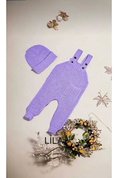 yagmurgiyim Glrb Triko Selanik Örgüsü Lila Cepli Şapkalı Slopet Unisex 3-24 A...