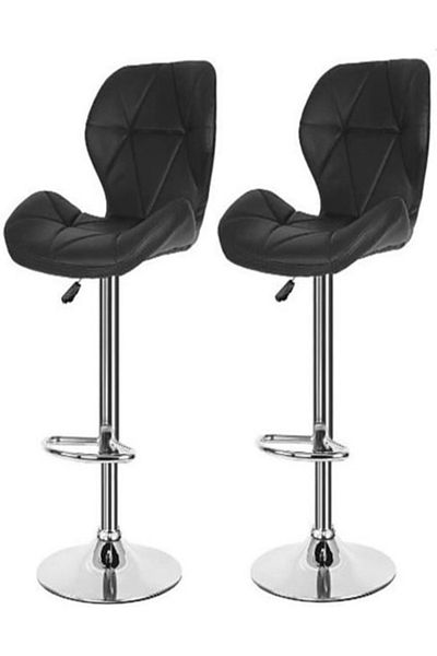 AWF AL WADI FURNITURE Set of 2 Diamond Style Adjustable Large Bar stools Bar chairs Black
