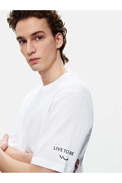 Ltb Κοντομάνικο μπλουζάκι με λαιμόκοψη Basic Loose Λευκό