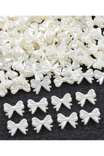 yiğit aksesuar 100Pcs Bow Pearl Beads Jewelry and Necklace Supplies