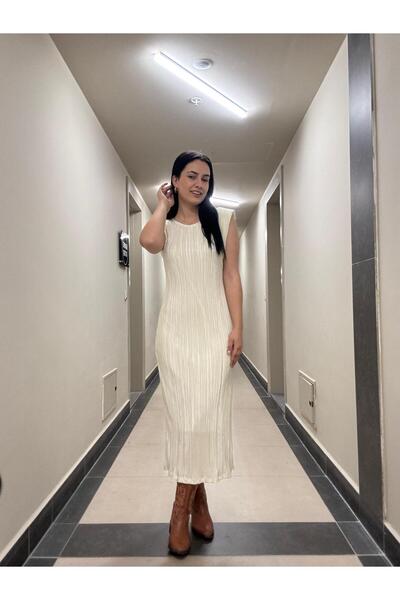 DUSOHOME Ecru Cream Maxi Dress - Padded and Lined