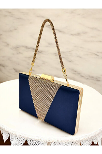 Generic Brand Women's Evening Dress Bag – Crystal Stone, Satin, Gold Buckle D...
