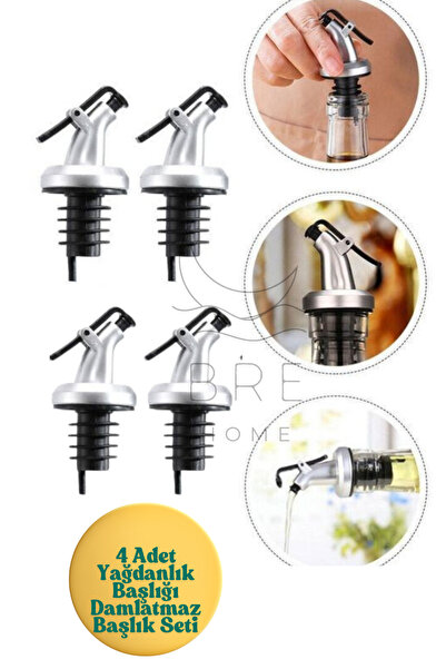 BRE HOME 4 Adet Yağdanlık Yağlık Sirkelik Nar Ekşisi Sıvıyağ Ayçiçek Yağı Şişe Damlatmaz Başlığı, Tıpası