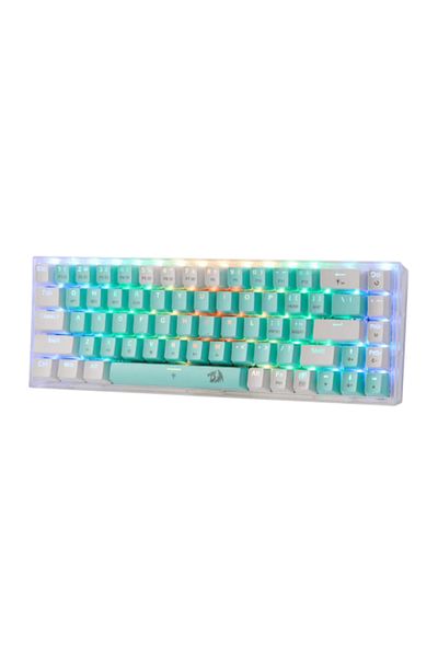 REDRAGON لوحة مفاتيح الألعاب اللاسلكية K631 Pro WT 65% RGB باللونين الأخضر والأبيض