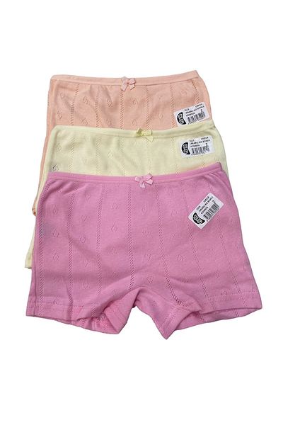 yagmurgiyim Set boxer pentru fete GMŞ Bow roz, somon, galben jacquard 3 piese 3113-1