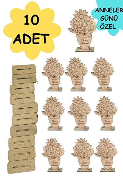 TOTTERİQ Vazo Çiçek 10'lu ANNELER GÜNÜ ÖZEL Vazolu Çiçek Ahşap Oyuncak Aktivi...