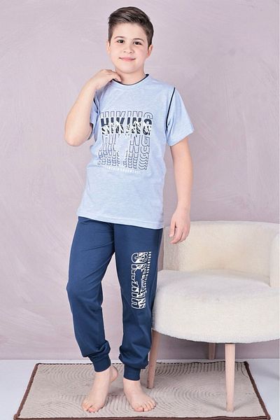 Yağmur Giyim Pijama pentru băiat cu aripi acoperite cu cardigan albastru 11-15 ani 7025-M
