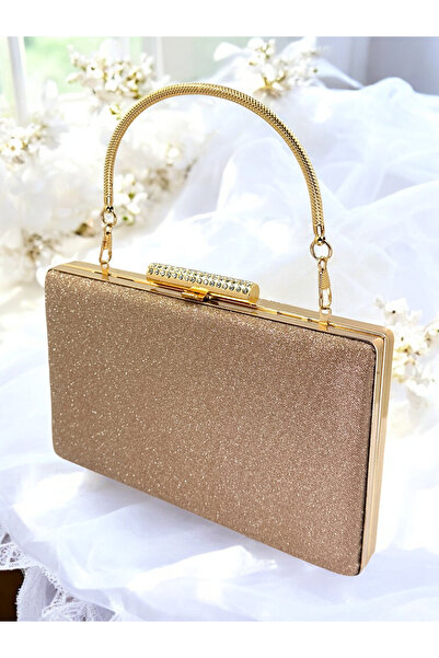 Wedding Fashion Geantă de seară cu sclipici, culoare rosegold, nontoxică, pen...