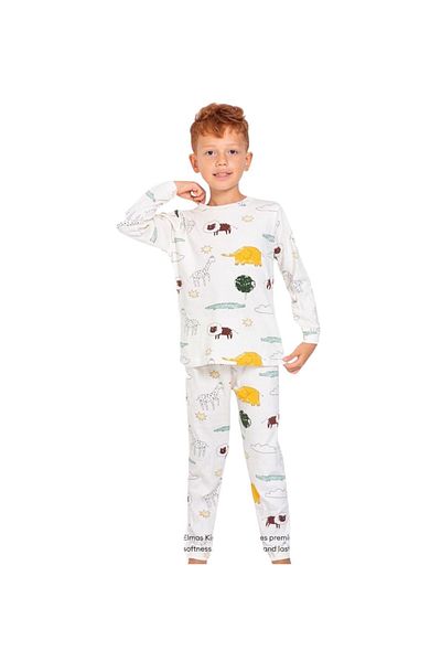 yagmurgiyim Pajama Set for Boys - Animal World Pattern, 100% Cotton, 9-13 Years 3054/913
