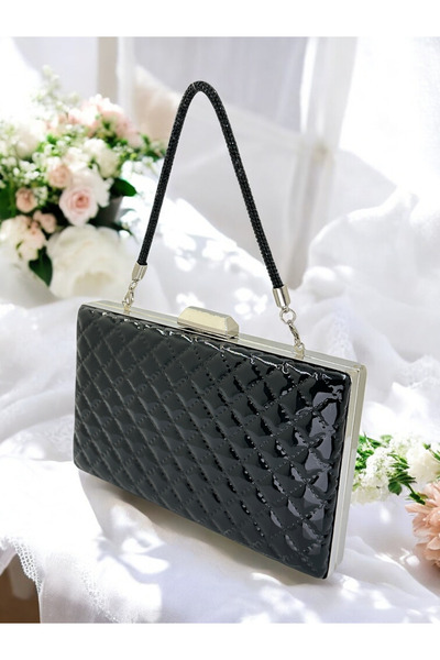 Generic Brand 2026 Fashion Black Luxury Patent Leather Quilted Patterned Wome...