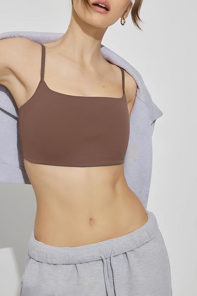 Baluxe Women's Brown Rope Strap Cotton Crop Bustier Top