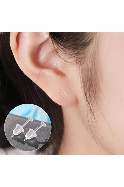 TakıConcept Şeffaf Görünmez Bioplast Küpe Metal içermeyen Görünmez Küpe