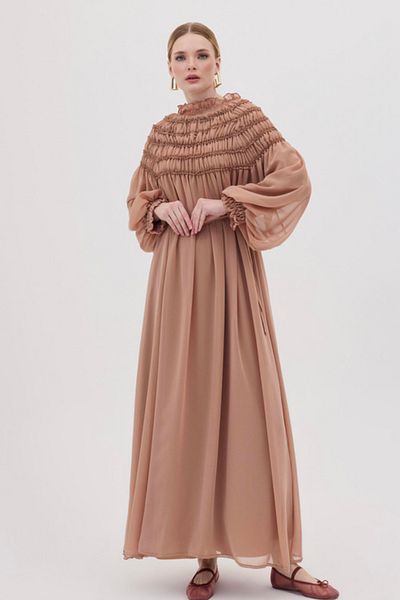 HILL HABB Elegant and Romantic Chiffon Detailed Long Dress