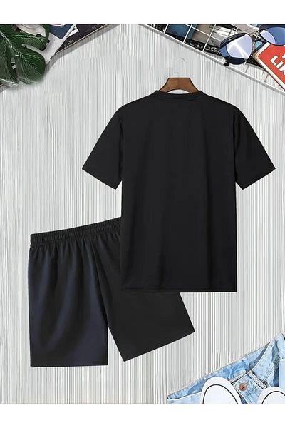 Minikelya Los Angeles City Art Font Print Versatile Short-Sleeved T-Shirt and Shorts Set
