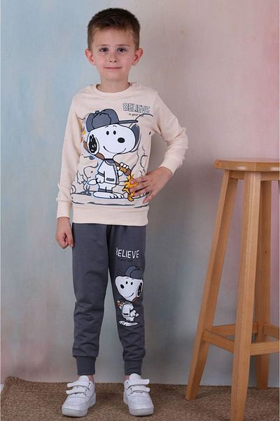 yagmurgiyim Σετ αθλητικής φόρμας Snoopy Smoked Boy - Σχοινί 100% βαμβάκι, 3-10 ετών 7255-F