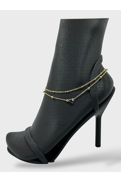 Arnes Jewelry Steel Evil Eye Bead Anklet