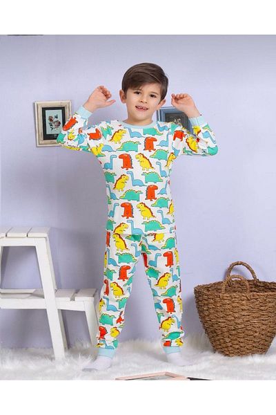 Yağmur Giyim Dinosaur Pattern Boy's Pajama Set 1-9 Years 2226