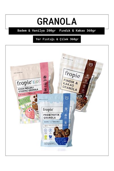 FROPİE Probiotic Almond & Vanilla - Hazelnut & Cocoa - Kids Peanut & Strawberry Cubes Set of 3