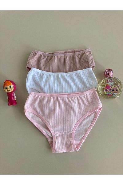 yagmurgiyim ELM Set de 3 slipuri modal pentru fete - model mixt și detaliu cu nervuri S-61