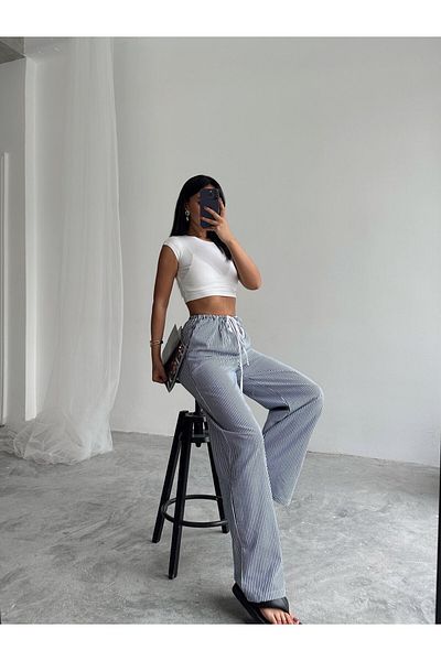 mydukkan.co Striped Waist Elastic Pants