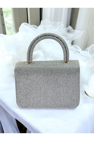 Wedding Fashion Argintiu Gri Culoare Lame Curea cu lanț argintiu Geanta pentru rochie de seara pentru femei Absolventa Nunta Logodna