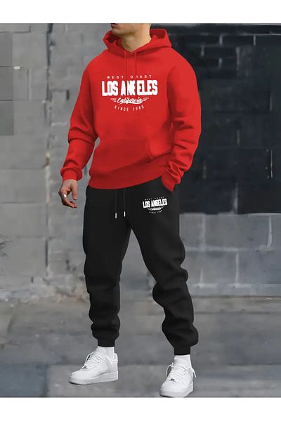 Minikelya Long Sleeve Doors Sweatshirt and Joggers, Casual Sportswear, 2-Piece Set (Los Angeles Print)