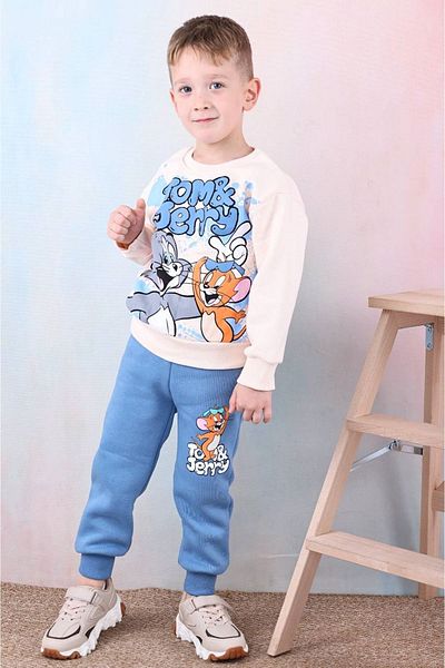 yagmurgiyim Tom&Jerry Patterned Blue Παιδικές φόρμες - 100% βαμβάκι, 3-10 ετών, 7392-M