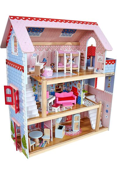 KIDKRAFT Chelsea Wooden Dollhouse with Furniture and Accessories (3-Story Playhouse for Dolls Up to