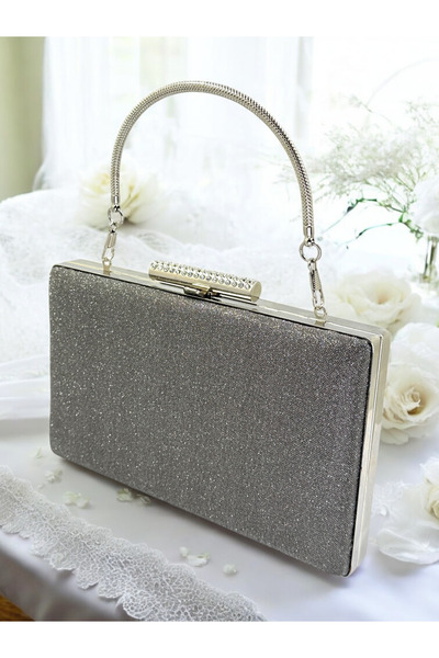 Wedding Fashion Geantă de rochie de seară pentru femei, gri antracit, platină...