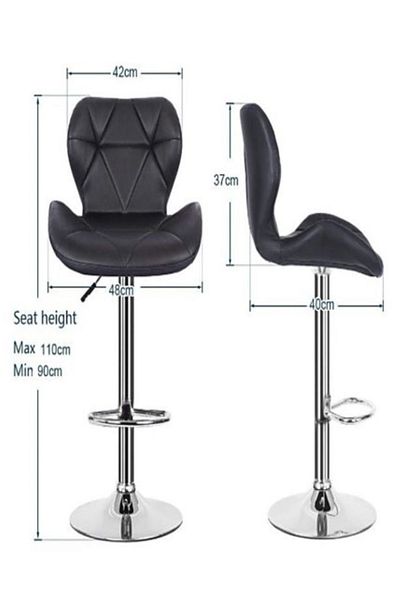AWF AL WADI FURNITURE Set of 2 Diamond Style Adjustable Large Bar stools Bar chairs Black