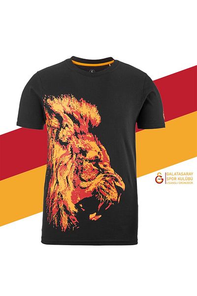 Galatasaray Αυθεντικό μπλουζάκι Lion Printed + Σετ σάλι Kaşkol με ξύλινο κουτάβι