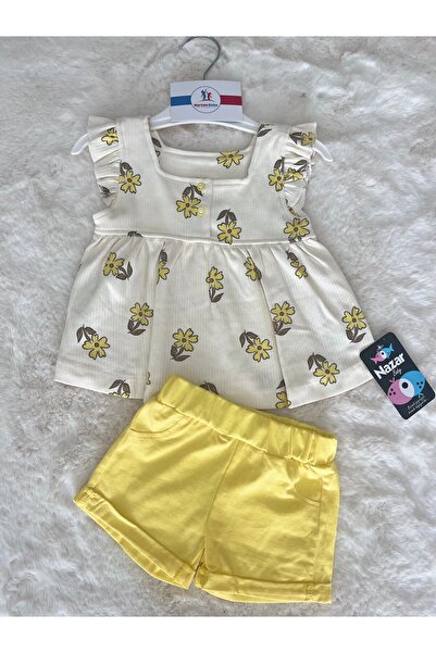 nazar baby Papatya Baskılı Kolsuz Şortlu Takım
